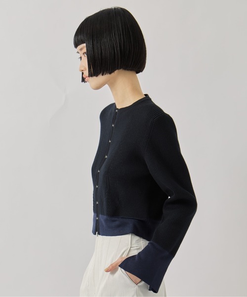 TAN（タン）の「【TAN/タン】《STUDIOUS別注》CARDIGAN/リブニットカーディガン（カーディガン/ボレロ・レディース・ブラウン/ネイビー・FREE）」の18枚目の写真