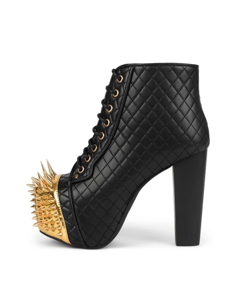 Jeffrey Campbell(ジェフリーキャンベル)の「ゴールドトゥオーナメント レースアップブーツ(ブーツ・レディース・ブラック・37)」の2枚目の写真