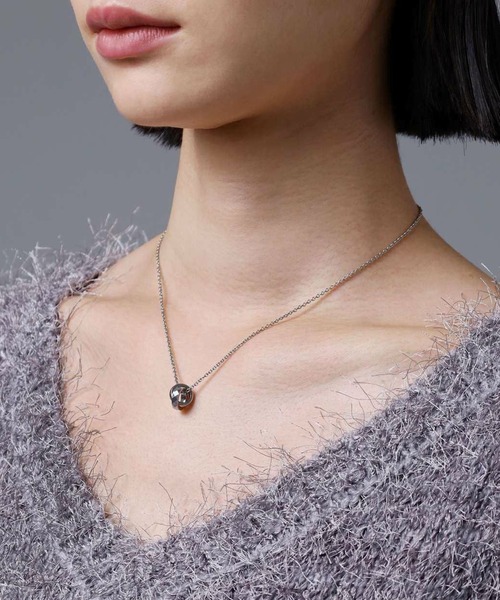 LION HEART（ライオンハート）の「【LION HEART】“LH-1”スタッドダブルリングネックレス/サージカルステンレス＆タングステン（金属アレルギー対応）IT（ネックレス・メンズ・シルバー/ブラック・FREE）」の2枚目の写真