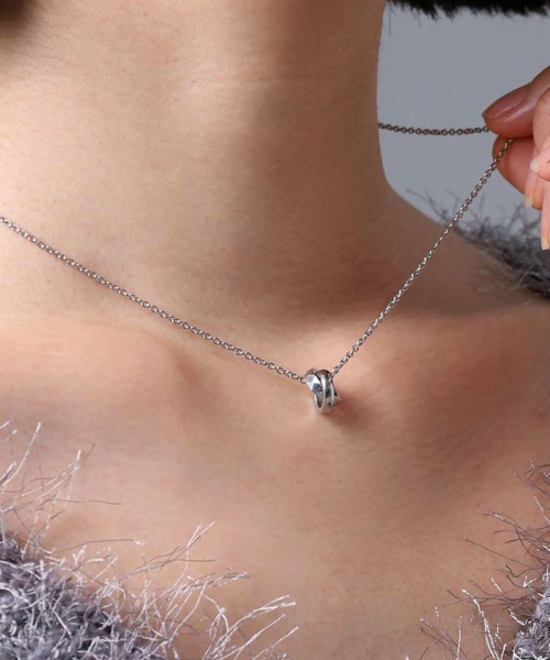 LION HEART（ライオンハート）の「【LION HEART】“LH-1”スタッドダブルリングネックレス/サージカルステンレス＆タングステン（金属アレルギー対応）IT（ネックレス・メンズ・シルバー/ブラック・FREE）」の21枚目の写真