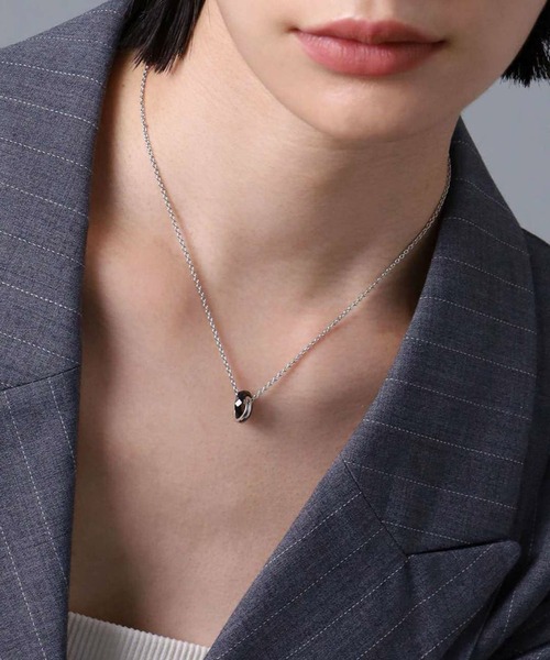 LION HEART（ライオンハート）の「【LION HEART】“LH-1”スタッドダブルリングネックレス/サージカルステンレス＆タングステン（金属アレルギー対応）IT（ネックレス・メンズ・シルバー/ブラック・FREE）」の7枚目の写真