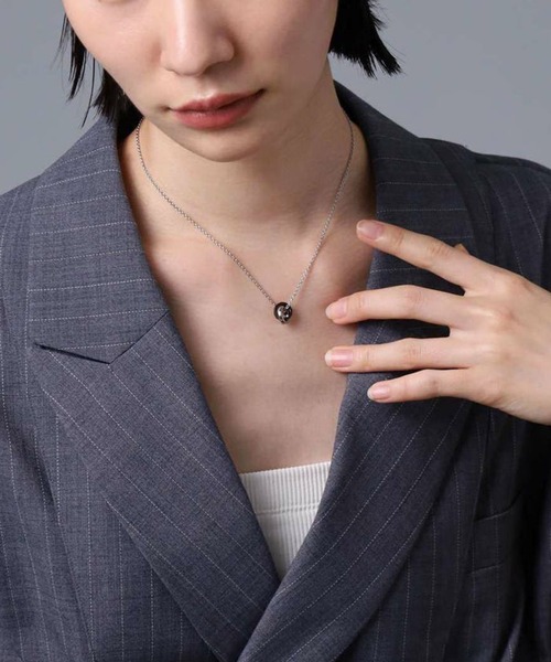 LION HEART（ライオンハート）の「【LION HEART】“LH-1”スタッドダブルリングネックレス/サージカルステンレス＆タングステン（金属アレルギー対応）IT（ネックレス・メンズ・シルバー/ブラック・FREE）」の9枚目の写真