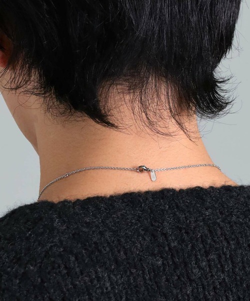 LION HEART（ライオンハート）の「【LION HEART】“LH-1”スタッドダブルリングネックレス/サージカルステンレス＆タングステン（金属アレルギー対応）IT（ネックレス・メンズ・シルバー/ブラック・FREE）」の5枚目の写真