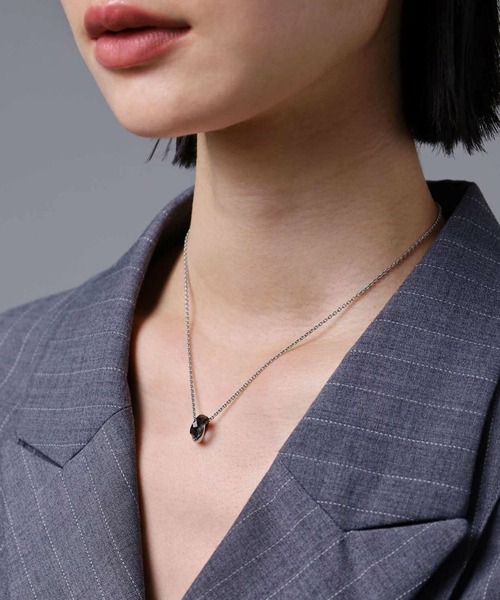 LION HEART（ライオンハート）の「【LION HEART】“LH-1”スタッドダブルリングネックレス/サージカルステンレス＆タングステン（金属アレルギー対応）IT（ネックレス・メンズ・シルバー/ブラック・FREE）」の6枚目の写真