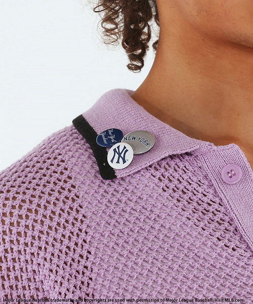BACK TO THE FIELD(バック トゥー ザ フィールド)の「【MLB】Mesh Knit Cardigan(カーディガン/ボレロ・メンズ・オフホワイト/パープル/ブルー系・MEDIUM/LARGE/XL)」の8枚目の写真