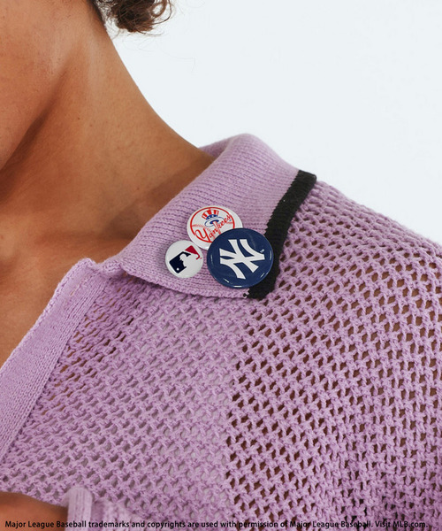 BACK TO THE FIELD(バック トゥー ザ フィールド)の「【MLB】Mesh Knit Cardigan(カーディガン/ボレロ・メンズ・オフホワイト/パープル/ブルー系・MEDIUM/LARGE/XL)」の9枚目の写真