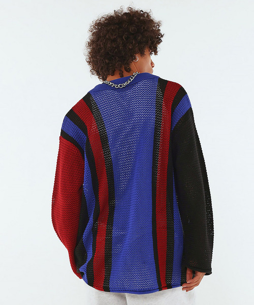BACK TO THE FIELD(バック トゥー ザ フィールド)の「【MLB】Mesh Knit Cardigan(カーディガン/ボレロ・メンズ・オフホワイト/パープル/ブルー系・MEDIUM/LARGE/XL)」の12枚目の写真