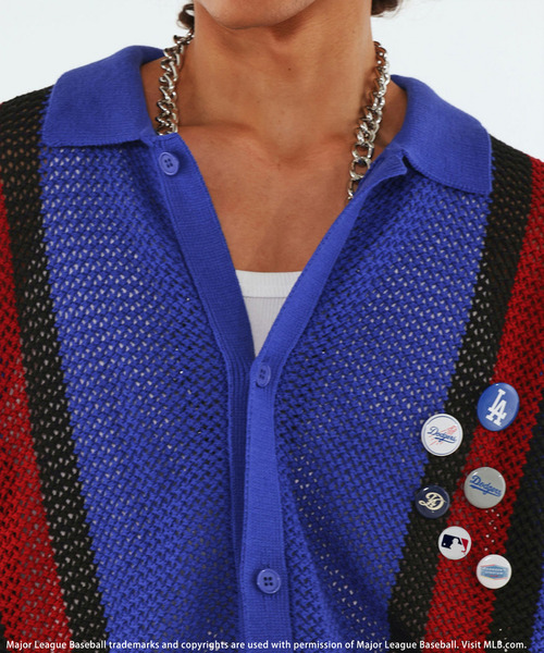 BACK TO THE FIELD(バック トゥー ザ フィールド)の「【MLB】Mesh Knit Cardigan(カーディガン/ボレロ・メンズ・オフホワイト/パープル/ブルー系・MEDIUM/LARGE/XL)」の16枚目の写真