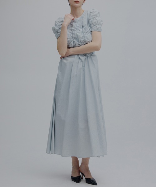 Ameri(アメリ)の「BUMPY GATHER FLARE DRESS(ワンピース・レディース・アイボリー/サックスブルー/ブラック・SMALL/MEDIUM)」の12枚目の写真