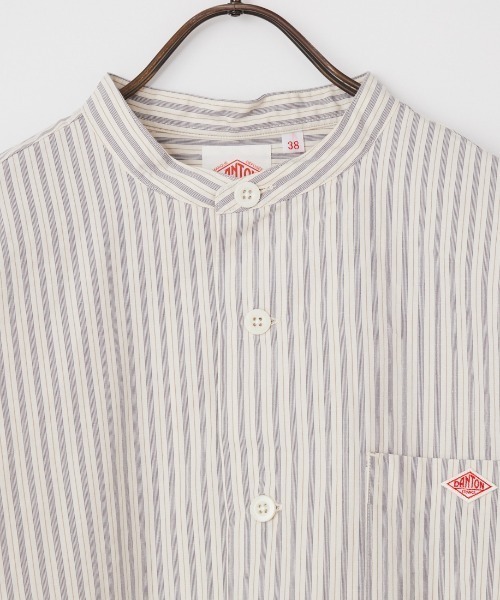 DANTON（ダントン）の「[DANTON/ダントン] コットンリネン ショートスリーブ バンドカラーシャツ(ストライプ)（シャツ/ブラウス・レディース・ホワイト/ブルー・40/38/42）」の12枚目の写真