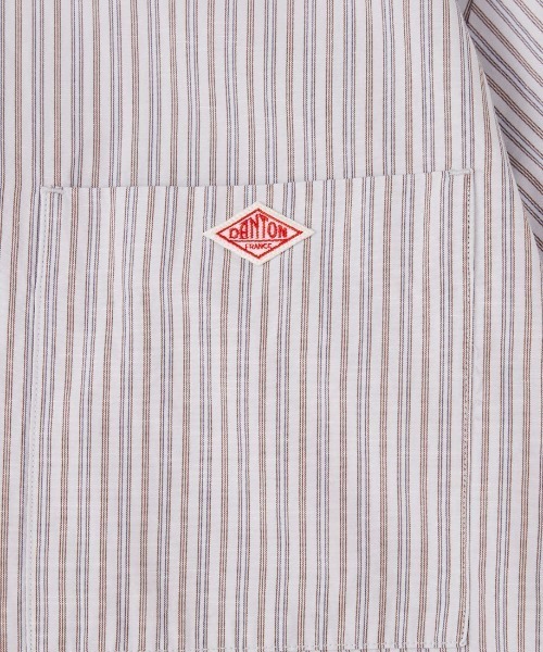 DANTON（ダントン）の「[DANTON/ダントン] コットンリネン ショートスリーブ バンドカラーシャツ(ストライプ)（シャツ/ブラウス・レディース・ホワイト/ブルー・40/38/42）」の9枚目の写真