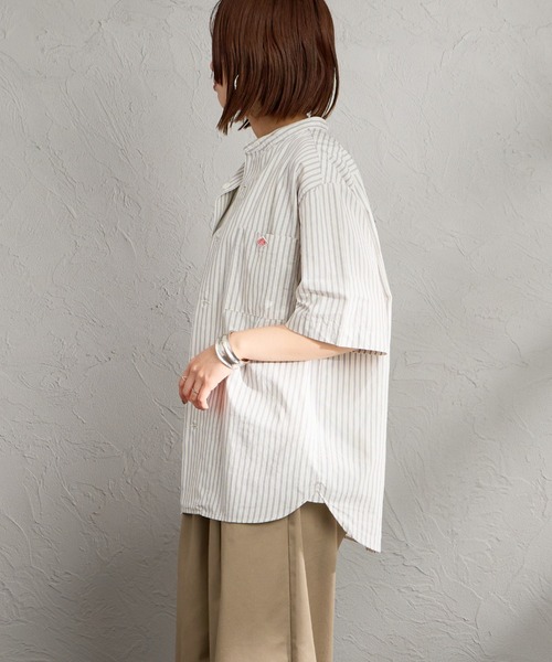DANTON（ダントン）の「[DANTON/ダントン] コットンリネン ショートスリーブ バンドカラーシャツ(ストライプ)（シャツ/ブラウス・レディース・ホワイト/ブルー・40/38/42）」の19枚目の写真