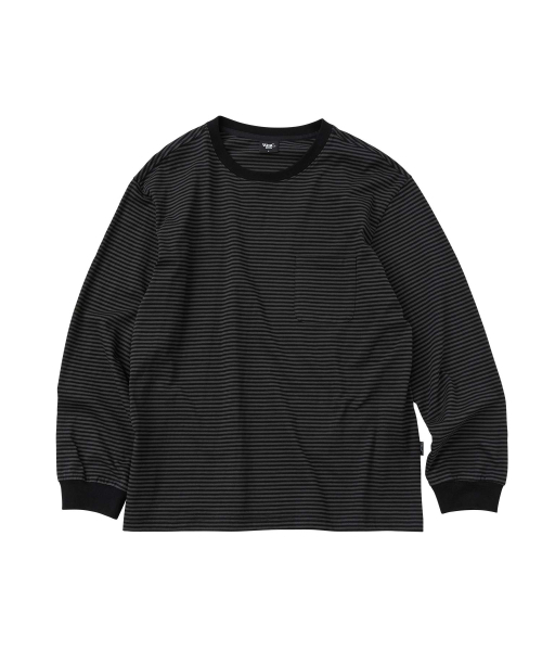 WMC（ダブリューエムシー）の「ウォッシュドストライプロングスリーブ_BLACK（Tシャツ/カットソー・メンズ・ブラック・M/L）」の2枚目の写真