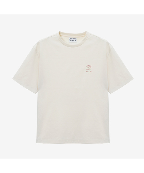 MINDBRIDGE（マインドブリッジ）の「[コリンズ]スーピマ_レタリングバックポイントセミオーバーTシャツ - 4color（Tシャツ/カットソー・メンズ・ベージュ/グリーン/グレー/オフホワイト・95/100/105/110）」の4枚目の写真