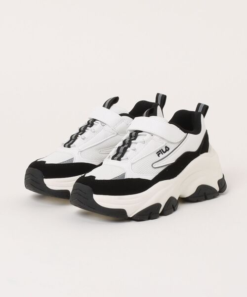FILA(フィラ)の「【FILA】厚底 ジュニアスニーカー Libero(スニーカー・キッズ・ホワイト×ブラック・21.0cm/21.5cm/22.0cm/22.5cm/23.0cm/23.5cm)」の1枚目の写真