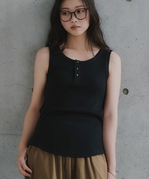 高身長　ヘンリーネックワッフルタンクトップ（トールサイズ）Essenave