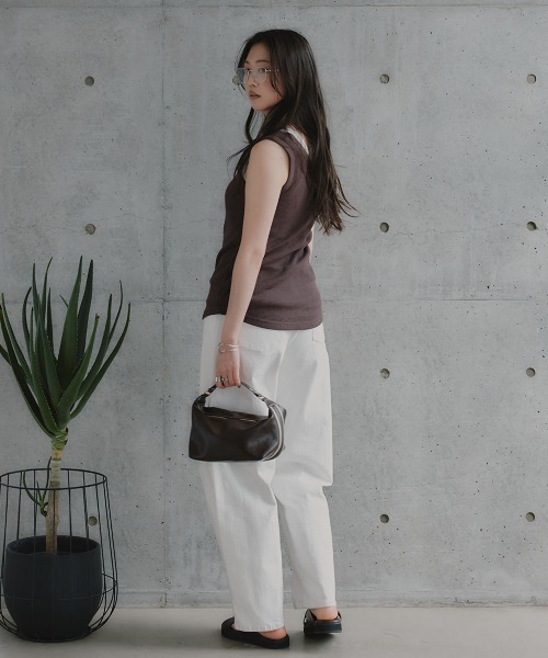 slattgir（スラットジール）の「高身長　ヘンリーネックワッフルタンクトップ（トールサイズ）Essenave（Tシャツ/カットソー・レディース・杢グレー/ブラウン・TM/TL/TLL）」の10枚目の写真