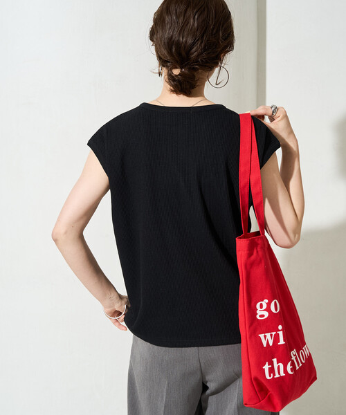 FREAK'S STORE(フリークスストア)の「限定展開 スナップボタン ヘンリー リブ フレンチ スリーブ トップス(Tシャツ/カットソー・レディース・その他13/ブラウン/ブラック/グレー/ナチュラル/オフホワイト/ネイビー・フリ-)」の22枚目の写真