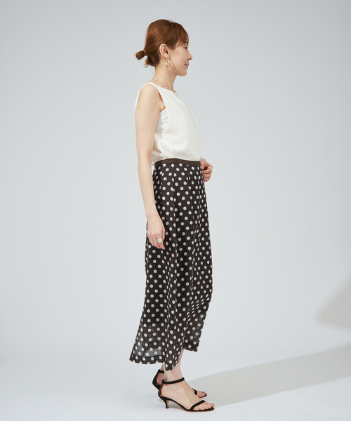 VERMEIL par iena（ヴェルメイユパーイエナ）の「ドットコクーンスカート（スカート・レディース・ブラウン/ネイビー・38/36）」の7枚目の写真