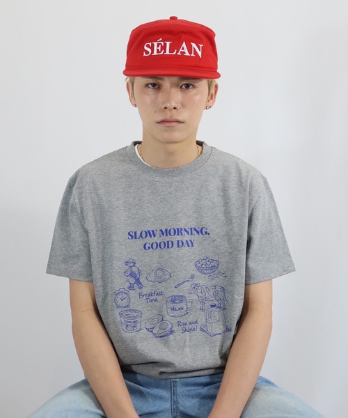 SELAN(セラン)の「【ユニセックス】SLOW MORNING GOOD DAY半袖Tシャツ(Tシャツ/カットソー・メンズ・ネイビー/グレー/ホワイト・MEDIUM/LARGE)」の2枚目の写真