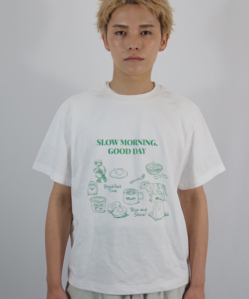 SELAN(セラン)の「【ユニセックス】SLOW MORNING GOOD DAY半袖Tシャツ(Tシャツ/カットソー・メンズ・ネイビー/グレー/ホワイト・MEDIUM/LARGE)」の5枚目の写真