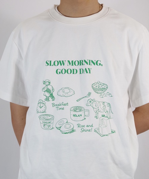 SELAN(セラン)の「【ユニセックス】SLOW MORNING GOOD DAY半袖Tシャツ(Tシャツ/カットソー・メンズ・ネイビー/グレー/ホワイト・MEDIUM/LARGE)」の7枚目の写真