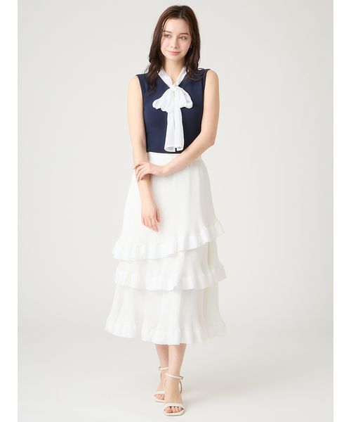 CELFORD（セルフォード）の「【洗える】【UVカット】シフォンボウタイニットプルオーバー（ニット/セーター・レディース・オフホワイト/ライム/その他/ネイビー・36/38）」の17枚目の写真