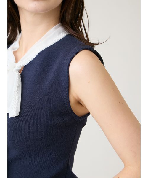 CELFORD（セルフォード）の「【洗える】【UVカット】シフォンボウタイニットプルオーバー（ニット/セーター・レディース・オフホワイト/ライム/その他/ネイビー・36/38）」の12枚目の写真