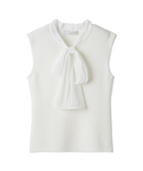 CELFORD（セルフォード）の「【洗える】【UVカット】シフォンボウタイニットプルオーバー（ニット/セーター・レディース・オフホワイト/ライム/その他/ネイビー・36/38）」の6枚目の写真
