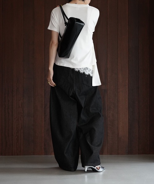 chuclla(チュクラ)の「サイドドレープ リボントップス chw26s239(Tシャツ/カットソー・レディース・ホワイト/ブラック・FREE)」の5枚目の写真
