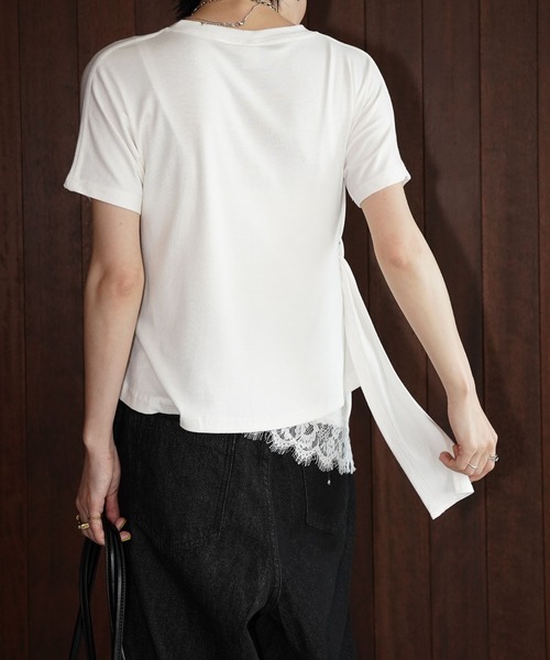 chuclla(チュクラ)の「サイドドレープ リボントップス chw26s239(Tシャツ/カットソー・レディース・ホワイト/ブラック・FREE)」の6枚目の写真