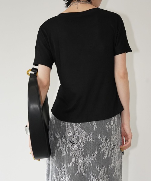chuclla(チュクラ)の「サイドドレープ リボントップス chw26s239(Tシャツ/カットソー・レディース・ホワイト/ブラック・FREE)」の13枚目の写真