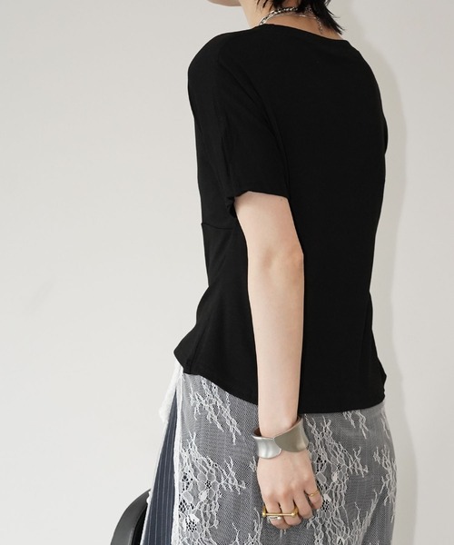 chuclla(チュクラ)の「サイドドレープ リボントップス chw26s239(Tシャツ/カットソー・レディース・ホワイト/ブラック・FREE)」の15枚目の写真