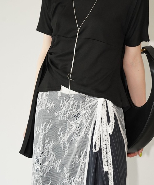 chuclla(チュクラ)の「サイドドレープ リボントップス chw26s239(Tシャツ/カットソー・レディース・ホワイト/ブラック・FREE)」の16枚目の写真