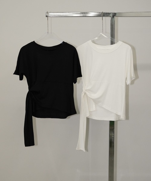 chuclla(チュクラ)の「サイドドレープ リボントップス chw26s239(Tシャツ/カットソー・レディース・ホワイト/ブラック・FREE)」の17枚目の写真