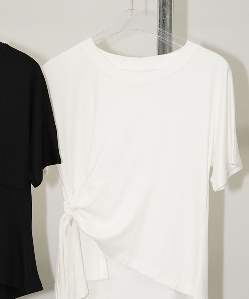 chuclla(チュクラ)の「サイドドレープ リボントップス chw26s239(Tシャツ/カットソー・レディース・ホワイト/ブラック・FREE)」の19枚目の写真