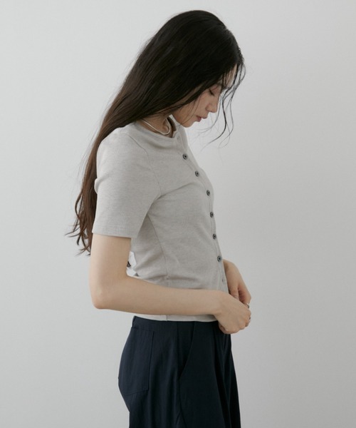 Aunt Marie's（アントマリーズ）の「ミックスカラーリブカーディガン（カーディガン/ボレロ・レディース・ライトグリーン/ベージュ/チャコールグレー・FREE）」の21枚目の写真