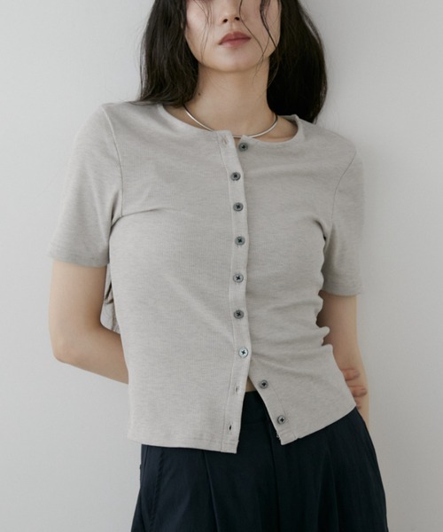 Aunt Marie's（アントマリーズ）の「ミックスカラーリブカーディガン（カーディガン/ボレロ・レディース・ライトグリーン/ベージュ/チャコールグレー・FREE）」の19枚目の写真