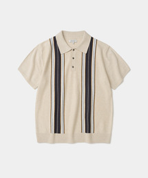 UNIFORM BRIDGE（ユニフォームブリッジ）の「stripe polo s/s knit beige（Tシャツ/カットソー）」