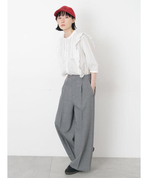 Samansa Mos2（サマンサ モスモス）の「【イージーケア、接触冷感】タックワイドパンツ（その他パンツ・レディース・ブラック/グレー/ネイビー・L/M）」の16枚目の写真
