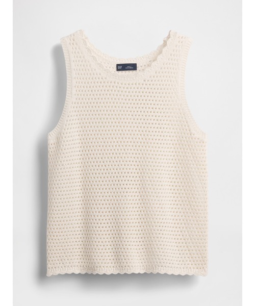 GAP(ギャップ)の「コットン100% クロシェ タンクトップ(ニット/セーター・レディース・アイボリー/ブラック・XS/S/M/L/XL/XXS)」の4枚目の写真