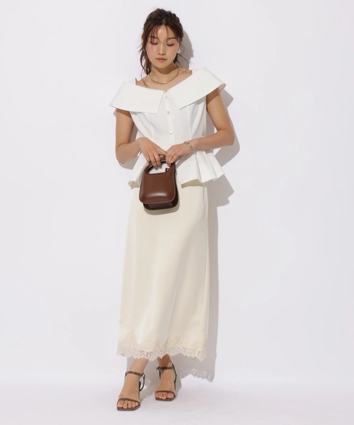 JUSGLITTY（ジャスグリッティー）の「レースヘムナロースカート（スカート・レディース・ドット/ライトイエロー/ライトブルー・2/1）」の2枚目の写真