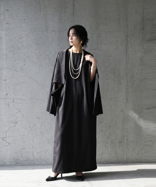 antiqua(アンティカ)の「ノースリーブ ロング ワンピース(ワンピース・レディース・ネイビー/ブラック・P/R)」の3枚目の写真