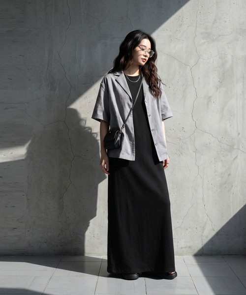 antiqua(アンティカ)の「ノースリーブ ロング ワンピース(ワンピース・レディース・ネイビー/ブラック・P/R)」の6枚目の写真