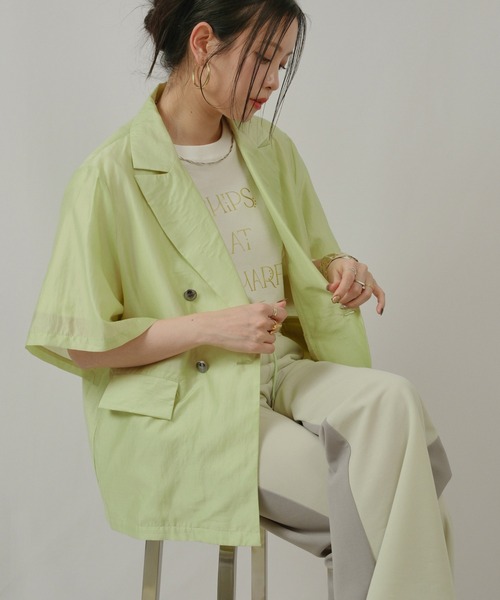 palm RICHE(ポームリシュ)の「シアー切替半袖JK(その他アウター・レディース・ブラック/グレー/ライトグリーン・M)」の13枚目の写真