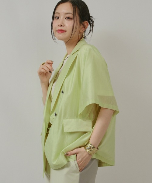 palm RICHE(ポームリシュ)の「シアー切替半袖JK(その他アウター・レディース・ブラック/グレー/ライトグリーン・M)」の17枚目の写真