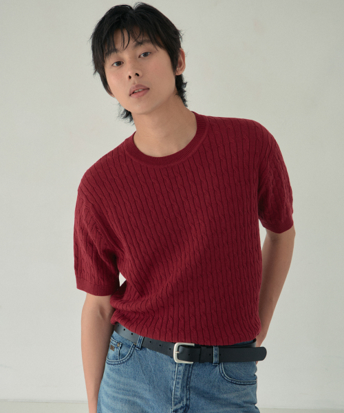 Washboard keev double crop half knit RED (WC26KN84)