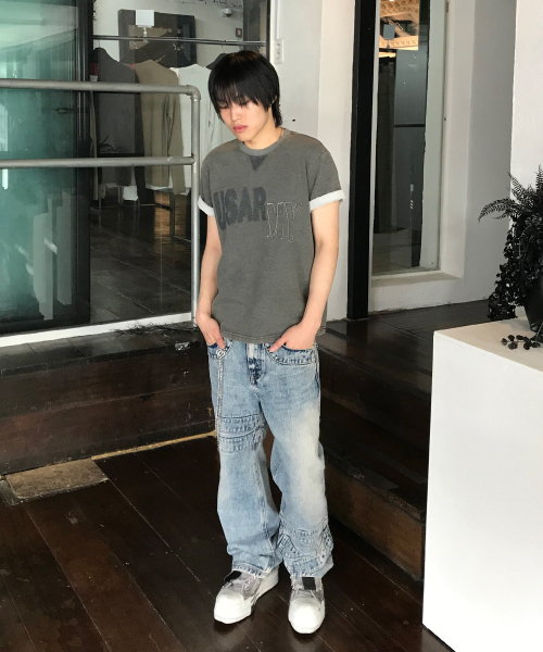 KICHUL(キチョル)の「Wrap Tape Straight Denim Pants (Washed Blue)(デニムパンツ・レディース・その他・SMALL/MEDIUM/LARGE)」の2枚目の写真