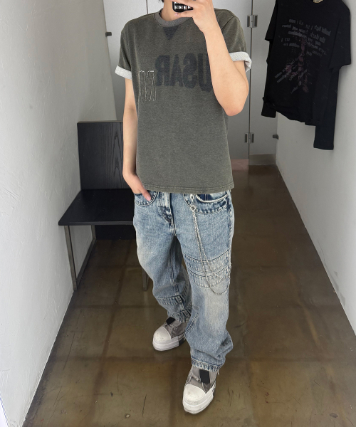 KICHUL(キチョル)の「Wrap Tape Straight Denim Pants (Washed Blue)(デニムパンツ・レディース・その他・SMALL/MEDIUM/LARGE)」の3枚目の写真