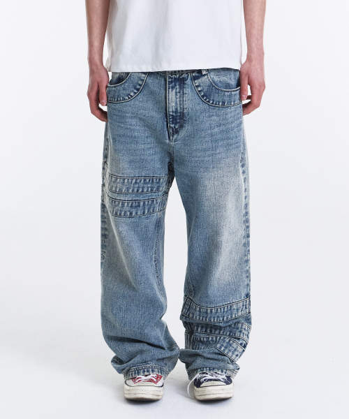 KICHUL(キチョル)の「Wrap Tape Straight Denim Pants (Washed Blue)(デニムパンツ・レディース・その他・SMALL/MEDIUM/LARGE)」の4枚目の写真